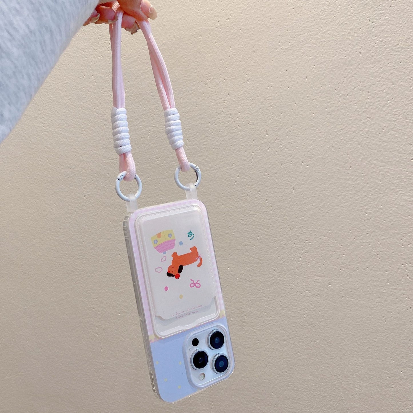 Protective Cartoon Phone Case with Lanyard & Card Holder