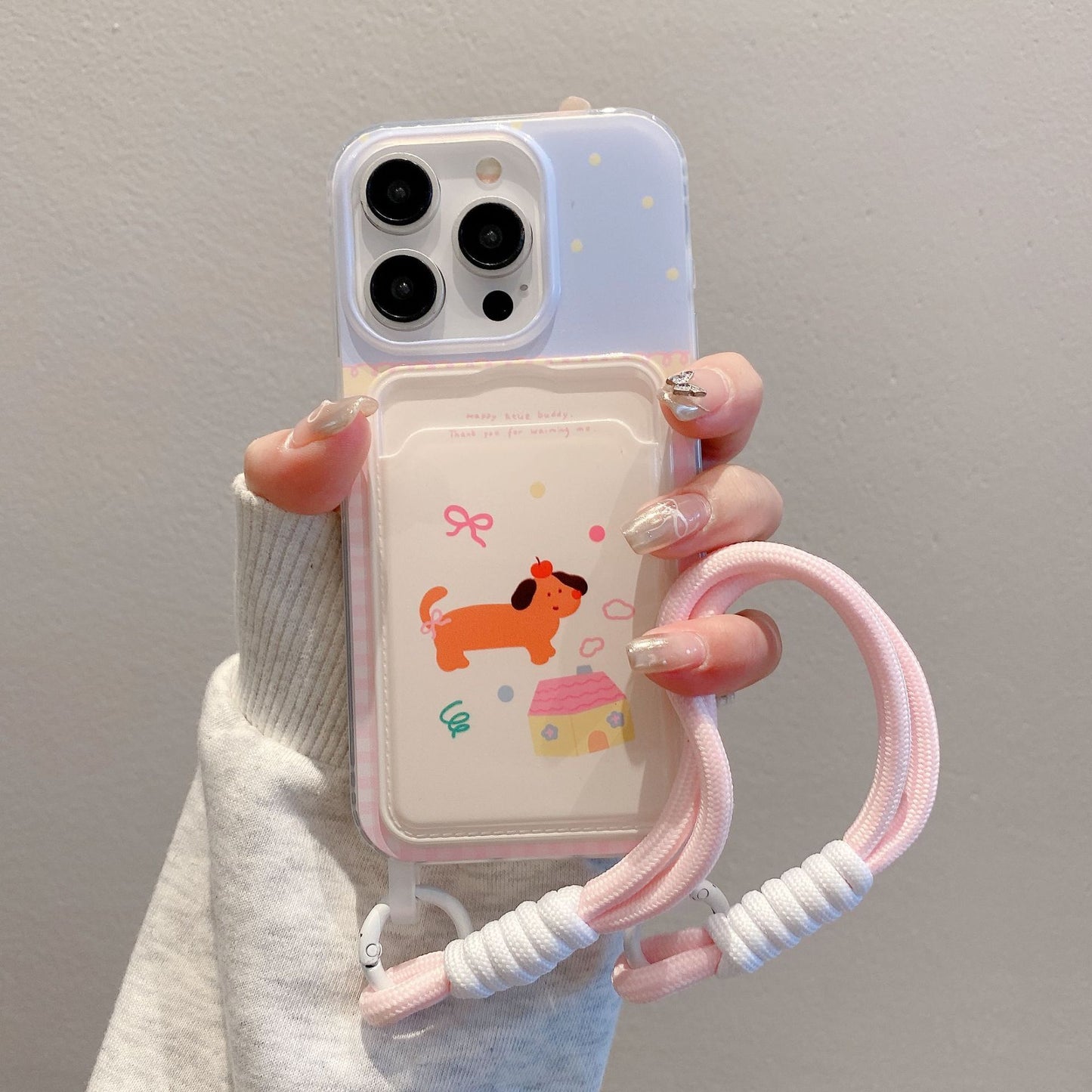 Protective Cartoon Phone Case with Lanyard & Card Holder