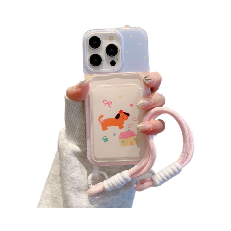 Protective Cartoon Phone Case with Lanyard & Card Holder