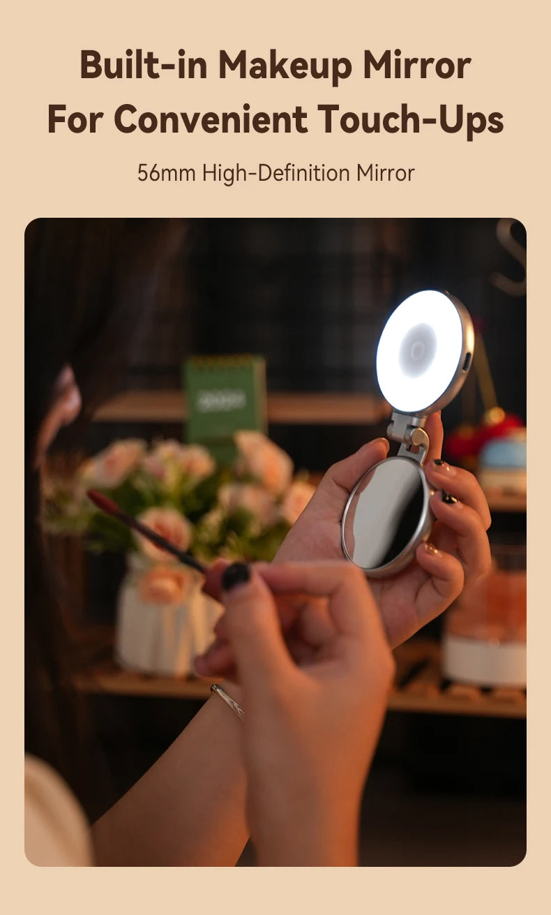 TELESIN Magnetic Mini Selfie Fill Light – 3 Brightness Modes, Adjustable Lighting for iPhone, Xiaomi, Huawei, Samsung Smartphones