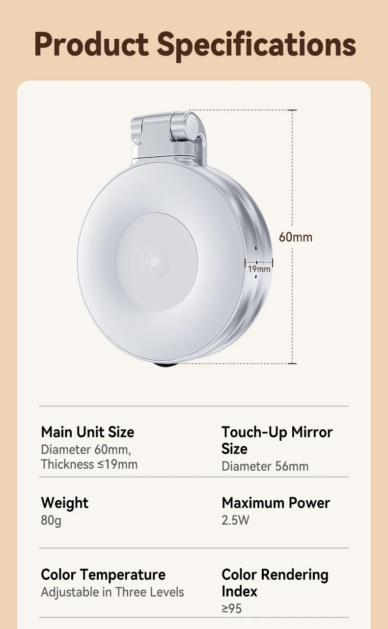 TELESIN Magnetic Mini Selfie Fill Light – 3 Brightness Modes, Adjustable Lighting for iPhone, Xiaomi, Huawei, Samsung Smartphones