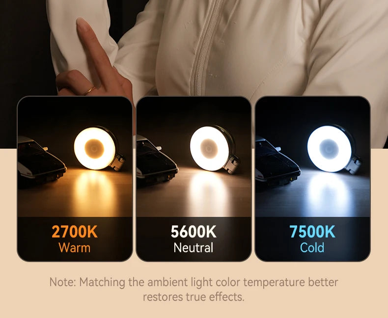 TELESIN Magnetic Mini Selfie Fill Light – 3 Brightness Modes, Adjustable Lighting for iPhone, Xiaomi, Huawei, Samsung Smartphones