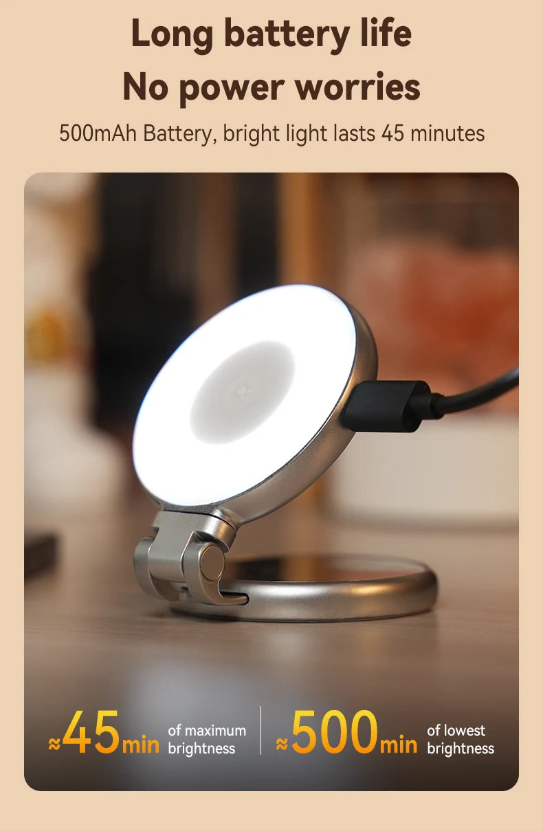 TELESIN Magnetic Mini Selfie Fill Light – 3 Brightness Modes, Adjustable Lighting for iPhone, Xiaomi, Huawei, Samsung Smartphones