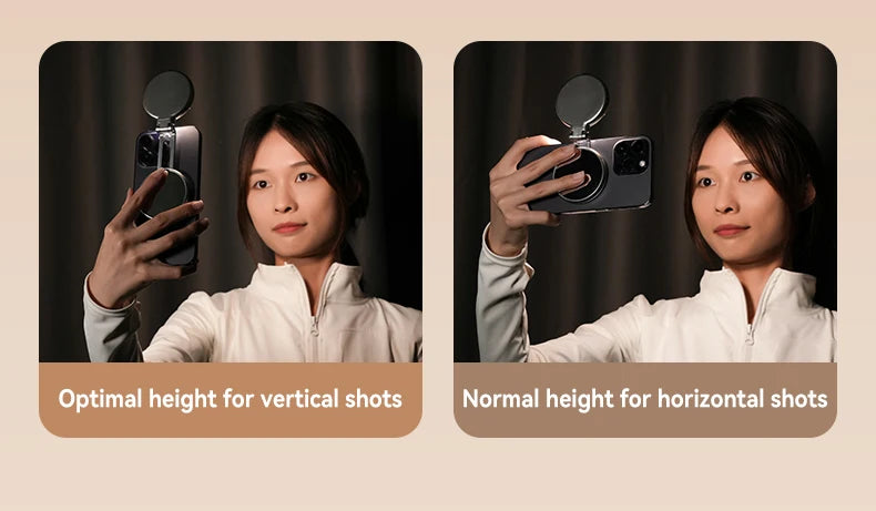 TELESIN Magnetic Mini Selfie Fill Light – 3 Brightness Modes, Adjustable Lighting for iPhone, Xiaomi, Huawei, Samsung Smartphones