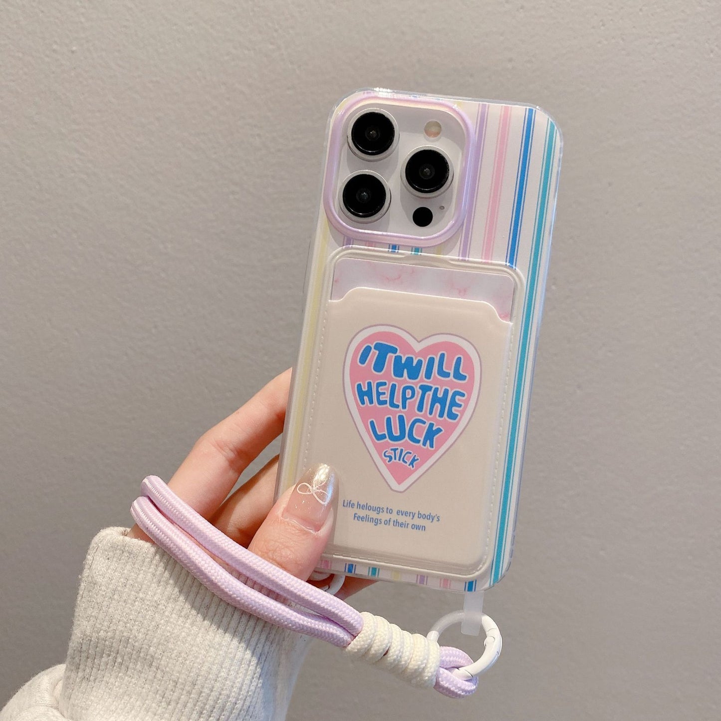 Protective Cartoon Phone Case with Lanyard & Card Holder