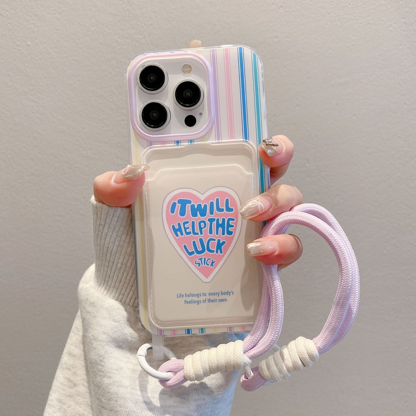 Protective Cartoon Phone Case with Lanyard & Card Holder