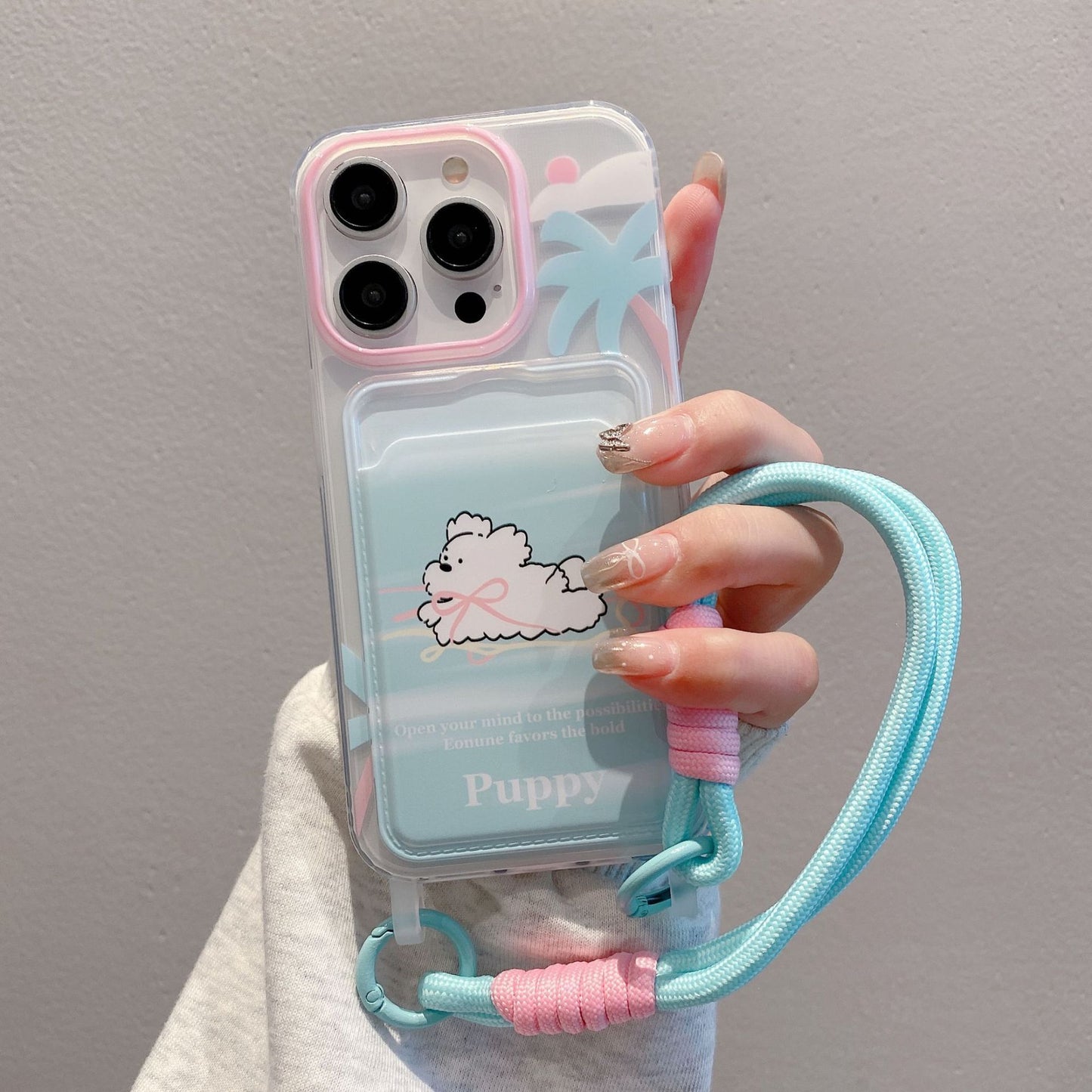 Protective Cartoon Phone Case with Lanyard & Card Holder