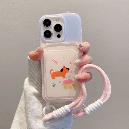 Protective Cartoon Phone Case with Lanyard & Card Holder