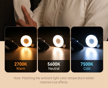 TELESIN Magnetic Mini Selfie Fill Light – 3 Brightness Modes, Adjustable Lighting for iPhone, Xiaomi, Huawei, Samsung Smartphones