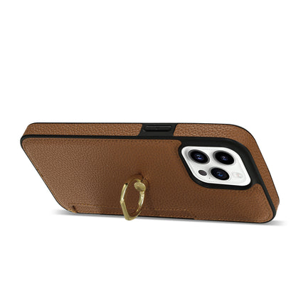 Premium Litchi Pattern Case – Card Wallet, Secure Ring Stand & Anti-Fall Protection